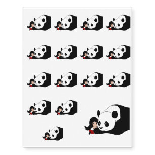 Girl and Panda Temporary Tattoos