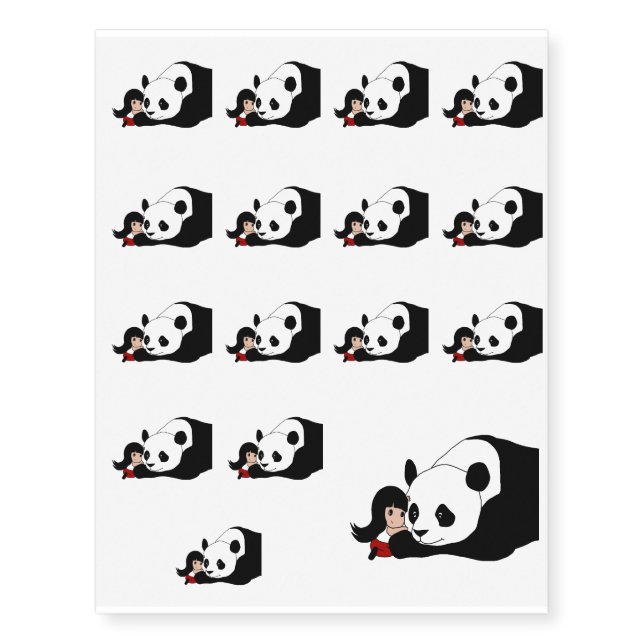 Girl and Panda Temporary Tattoos (Front)