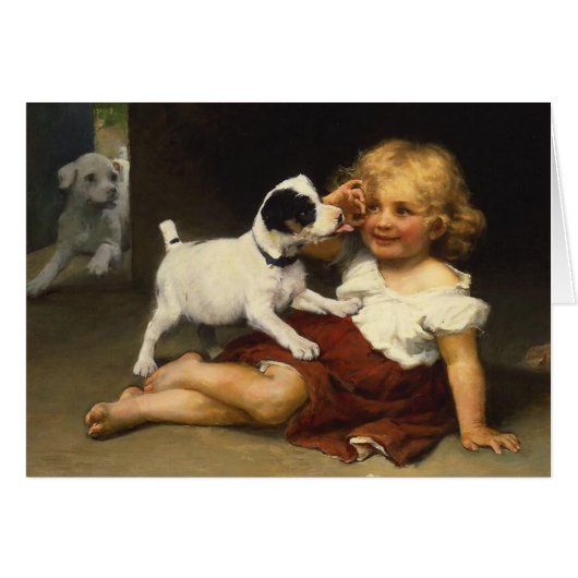 Girl and Puppy, All Occassions Blank Inside Cards (Front Horizontal)