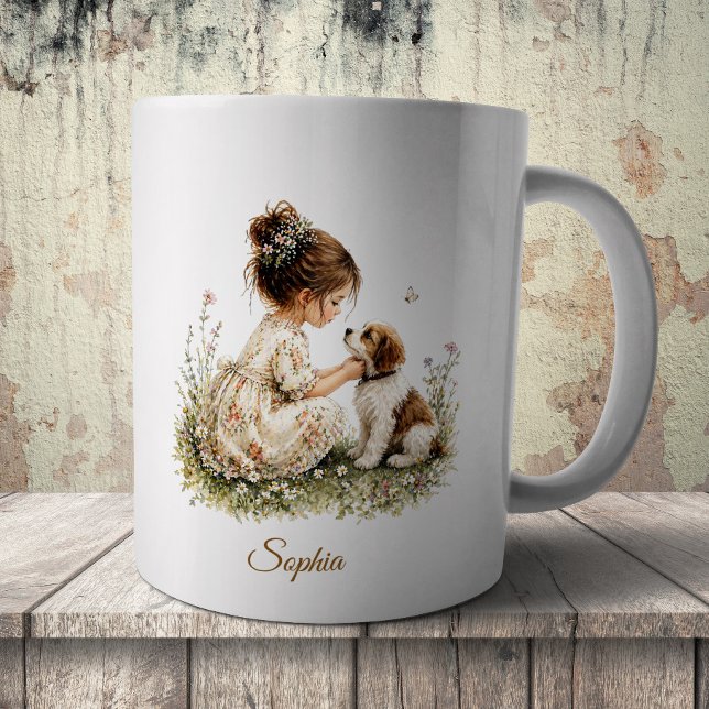 Girl and Puppy Coffee Mug (Creator Uploaded)