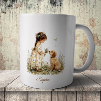 Girl and Puppy Coffee Mug