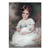Girl and Rabbit, Vintage Art (Front)