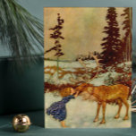 Girl and Reindeer Christmas  🎄  Holiday Card