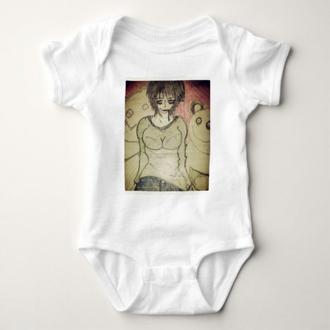 girl and teddy baby bodysuit (Front)