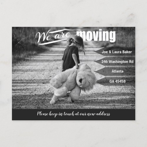 Girl and Teddy Bear  Moving Announcement Card