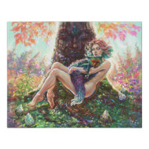 Girl and the magicfox fantasy magical forest art