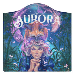 Girl and the magicfox stary fantasy door sign