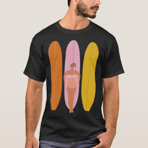 Girl and three surfboard T_Shirt