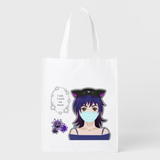 Girl and virus. Manga style Grocery Bag