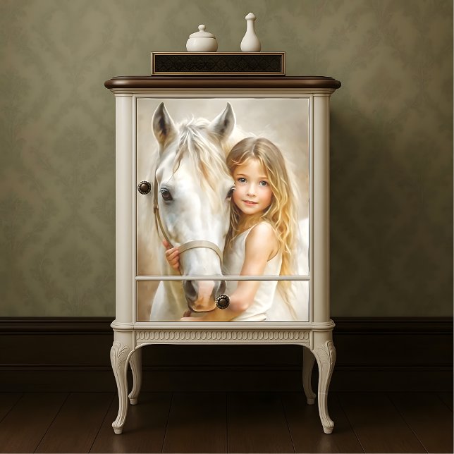 Girl And White Horse Country Farmhouse Decoupage Tissue Paper (Girl and White Horse Country Farmhouse Decoupage Tissue Paper)
