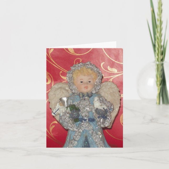 Girl Angel Photo Folded Note Card (Front)