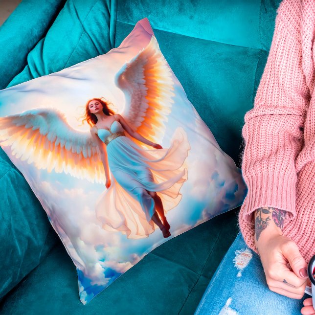 Girl angel religious christian flight fantasy art  throw pillow (Creator Uploaded)