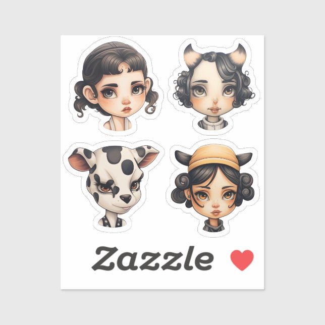 Girl Animal lover Sticker (Sheet)