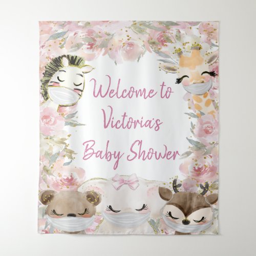 Girl Animals With Mask Baby Shower L Backdrop