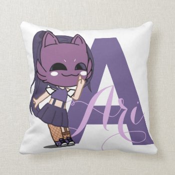 Girl Anime Gacha Decor Purple Ari Throw Pillow by kersteegirl at Zazzle