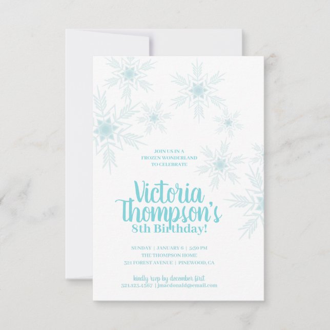 girl ANY AGE frozen WINTER WONDERLAND birthday Invitation (Front)
