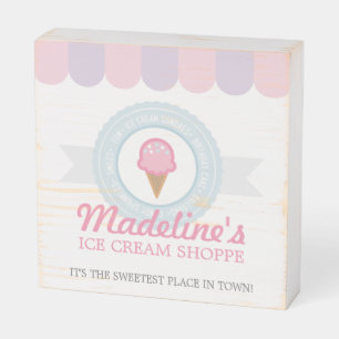 girl ANY AGE ice cream BIRTHDAY PARTY Wooden Box Sign