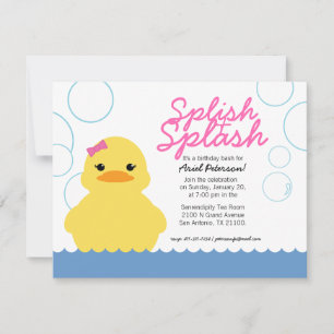 girl ANY AGE rubber DUCKY BIRTHDAY party Invitation