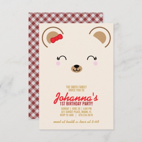 girl ANY AGE teddy BEAR PICNIC birthday party Invitation