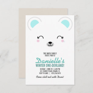 girl ANY AGE winter POLAR BEAR birthday party Invitation