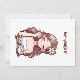 Girl applying skincare Love yourself Invitation
