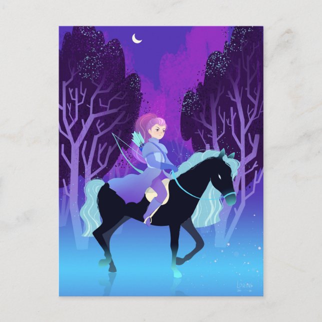 Girl Archer Riding a Horse  Postcard (Front)