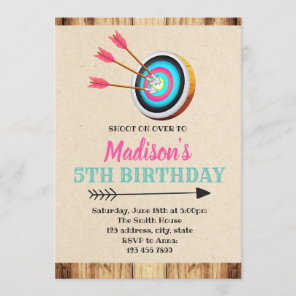 Girl archery birthday invitation