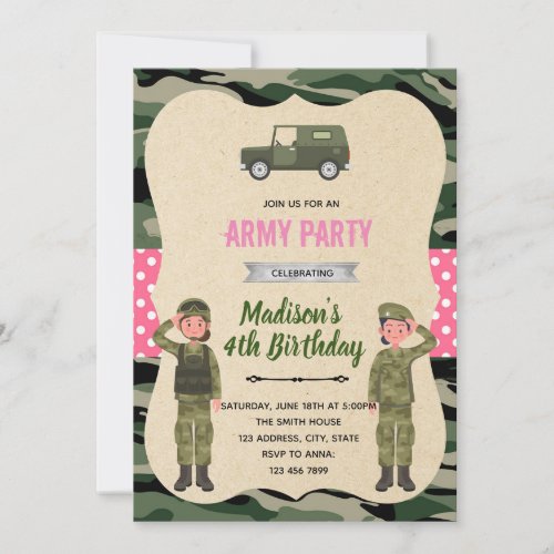 Girl army invitation
