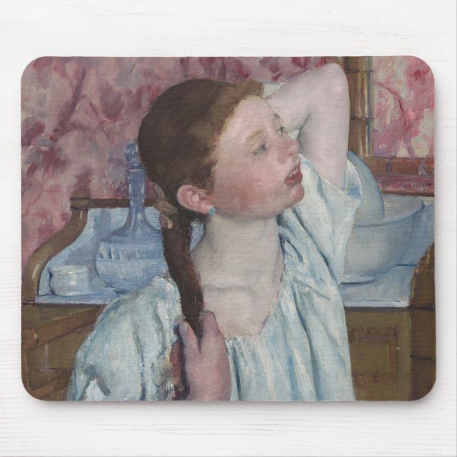Girl Arranging Her Hair, 1886 (oil on canvas) Mouse Pad (Front)