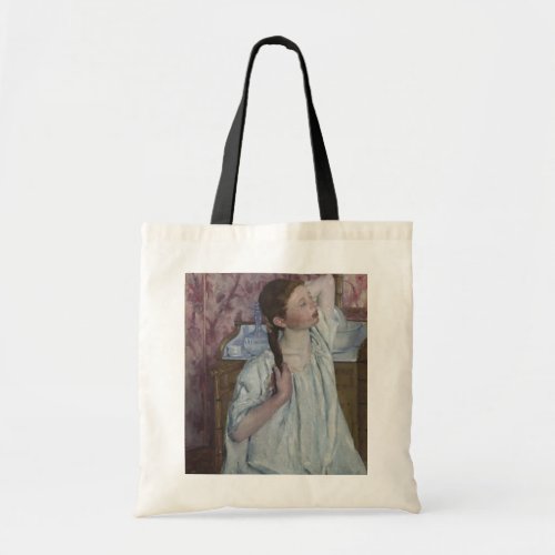 Girl Arranging Her Hair 1886 oil on canvas Tote Bag