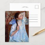 Girl Arranging Her Hair | Mary Cassatt Postcard<br><div class="desc">Girl Arranging Her Hair (1886) by American impressionist artist Mary Cassatt. Original fine art painting depicts a portrait of a girl fixing her long hair into a braid. 

Use the design tools to add custom text or personalize the image.</div>