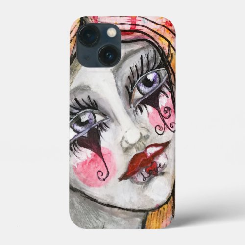 Girl Artistic Colorful Love Clown Mime Abstract iPhone 13 Mini Case