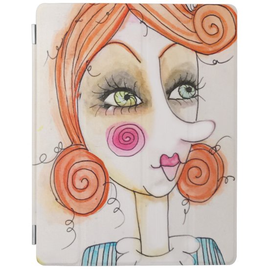 Girl Artistic Illustration Whimsical Red Hair Cute iPad Smart Cover