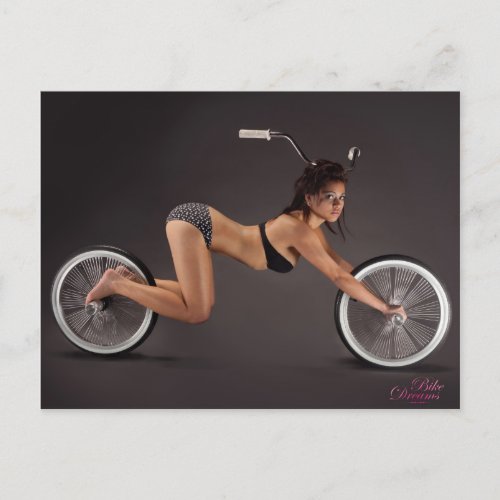 Girl as a Bicycle Bike Dreams Pinup Postcard