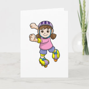 Girl as Skater with Skates & Helmet Card