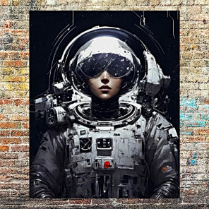 Girl Astronaut - Retro Fantasy Poster