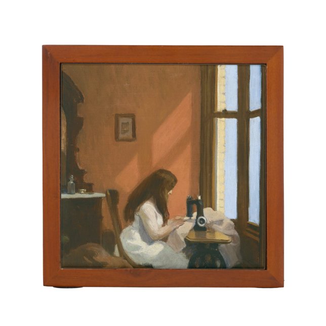 Girl at a Sewing Machine (by Edward Hopper) Desk Organizer (Front)