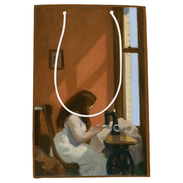 Girl at a Sewing Machine (by Edward Hopper) Medium Gift Bag (Front)