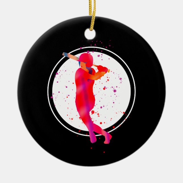 Girl at Bat Ceramic Ornament (Front)