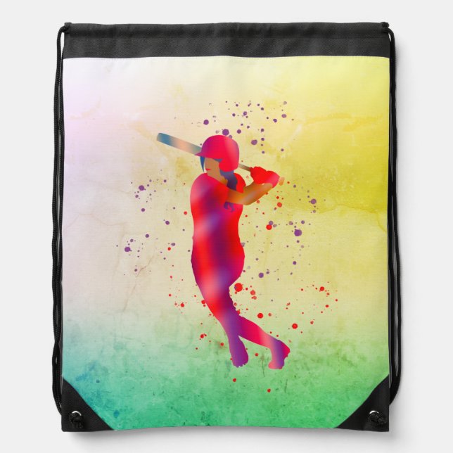 Girl at Bat Drawstring Bag (Front)