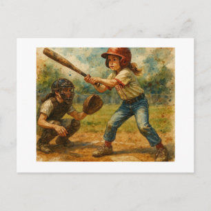 Girl At Bat, Postcard
