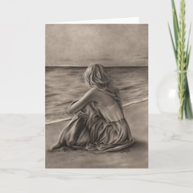 Girl at beach Greeting Card (Front)