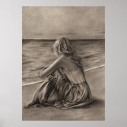 Girl at beach Poster
