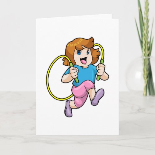 Girl at Fitness with Skipping rope Card
