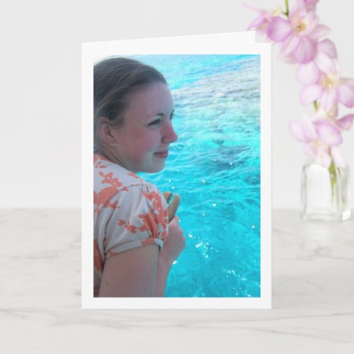 Girl at Red Sea Portrait Card