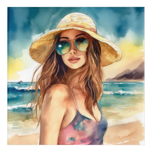 Girl at the Beach  Sea ocean Acrylic Print