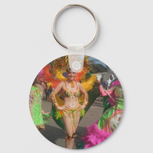 girl at the beack lounge chair bikini  Guitar Pick Keychain