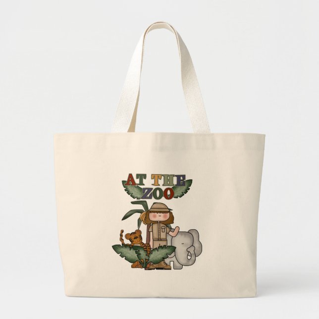 Girl At the Zoo Large Tote Bag (Front)