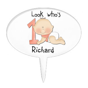 Girl Baby 1st Birthday Cake Topper