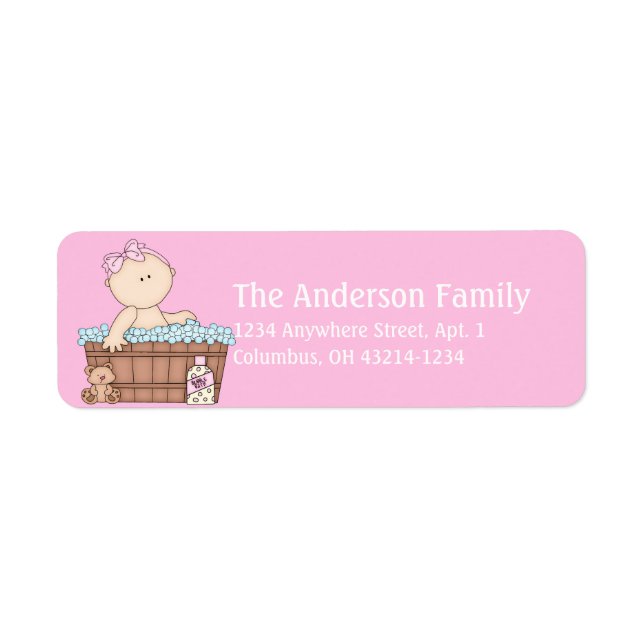 Girl Baby Bathtime Address Labels (Front)